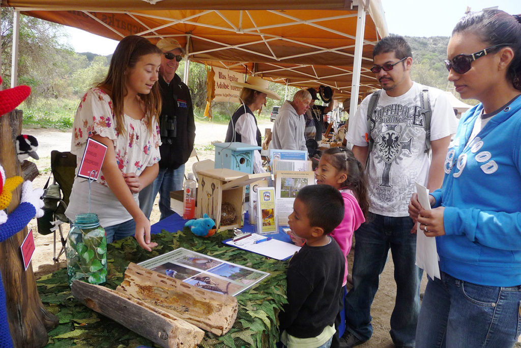 Children learning about trees at environmental event