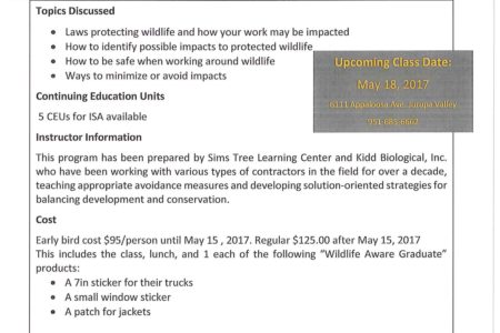 Tree Care for Birds training opportunity